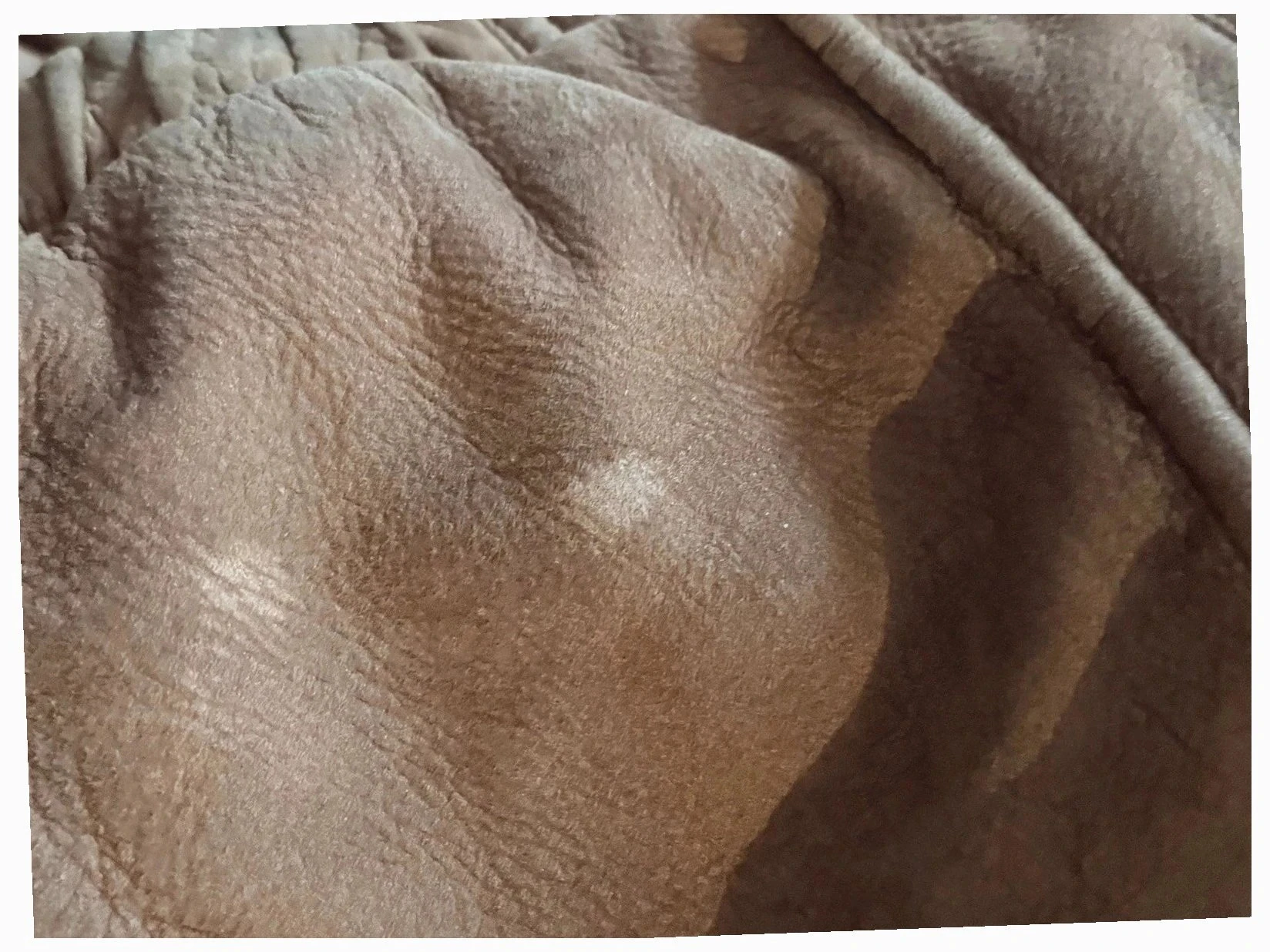 Vintage men's brown suede leather bomber jacket with large collar, aviator style, size L – photo 6